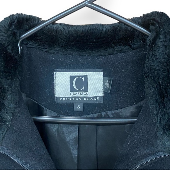 KRISTEN BLAKE CLASSICS Lambswool Zipper Front Pea Coat Small - Picture 2 of 5